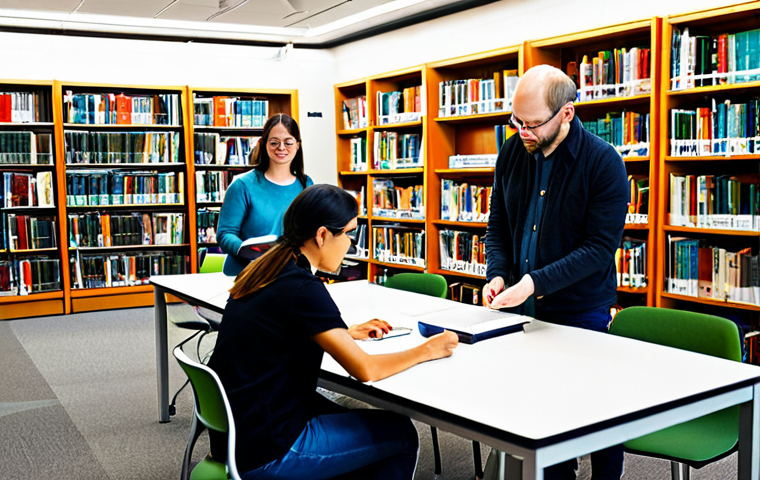 **
"A team of service designers conducting ethnographic research in a brightly lit, modern library. They are observing library patrons, sketching notes, and engaging in friendly conversation. The scene includes bookshelves, computers, and comfortable seating. Focus on the human interaction and the collaborative atmosphere. Fully clothed, appropriate attire, safe for work, professional environment, perfect anatomy, natural proportions, well-formed hands, proper finger count, family-friendly."
**