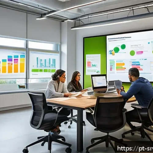 Home 17 서비스 디자인의 최적화 전략 - A modern office scene showing a diverse team of professionals engaged in a collaborative workshop fo...